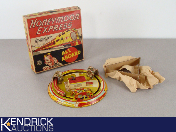 Vintage 1930s MINT in Box Marx Honeymoon Express Tin Toy