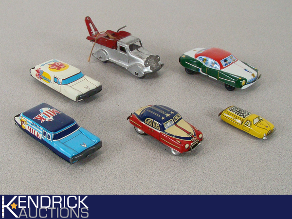 6 Vintage 1940s MINT Tin Toy and Friction Cars