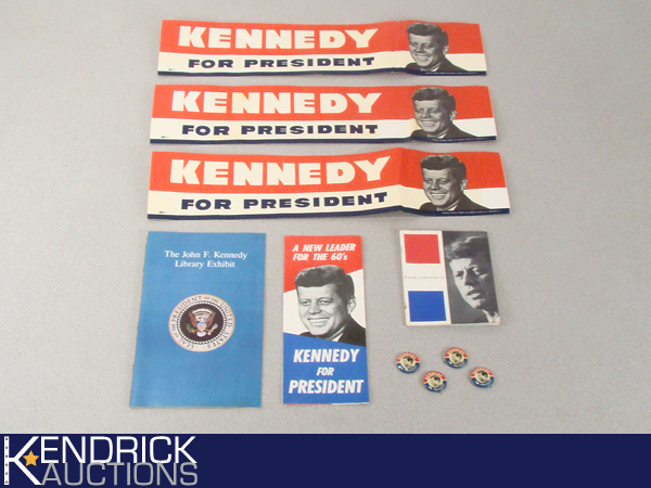 Lot of John Kennedy Campaign Buttons, Bumper Stickers etc.