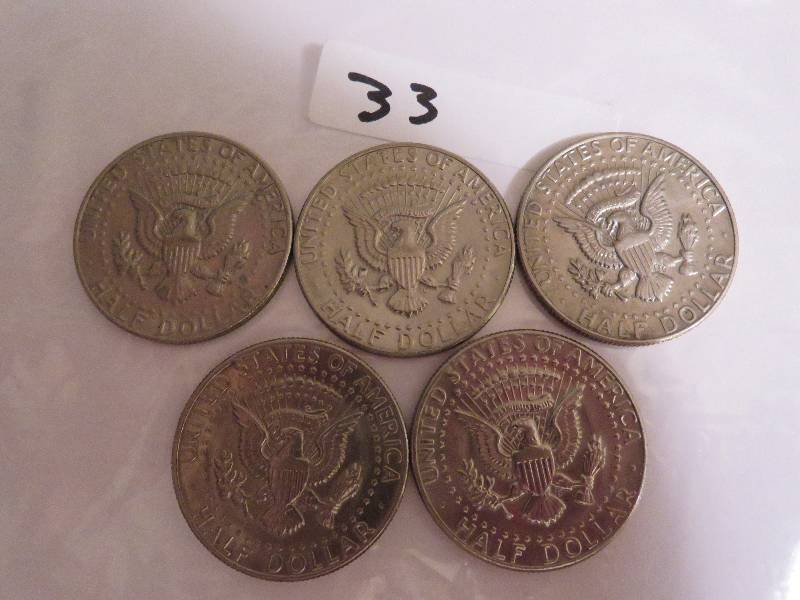 Lot of (5) Kennedy Half Dollars