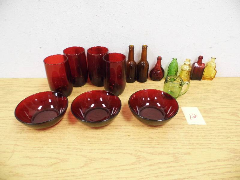 Ruby Red Glassware - Mini Bottles