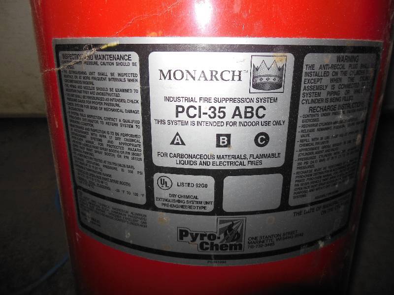 Industrial fire suppressant system