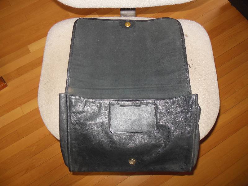 Black leather handbag