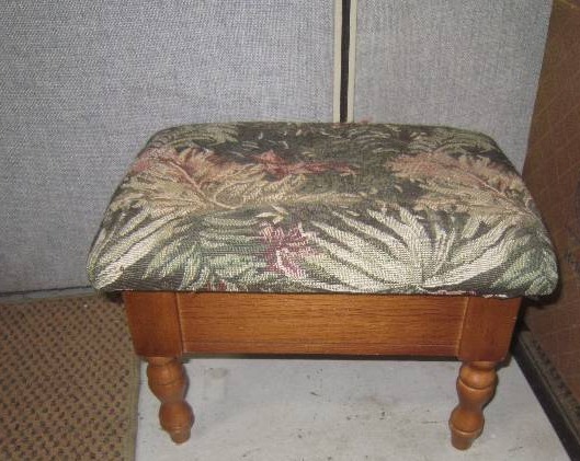 TAPESTRY FOOT STOOL WITH STORAGE