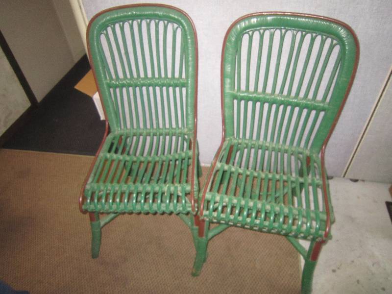 PAIR OF GREEN CHAIRS