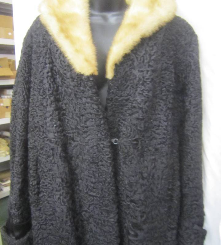 PERSIAN LAMB COAT WITH MINK COLLAR