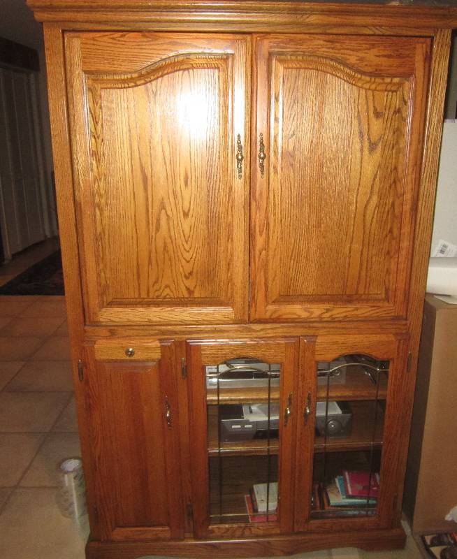 Oak Entertainment Center with lots of Storage