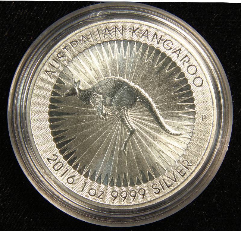2016 1 TROY OZ. .9999 FINE SILVER AUSTRALIAN KANGAROO IN AIRTITE HOLDER