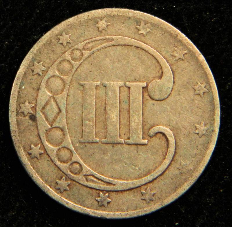 1852 THREE CENT SILVER FINE