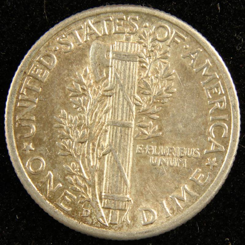1943-D MERCURY SILVER DIME XF