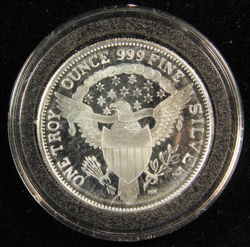 1 TROY OZ. .999 FINE SILVER KENNEDY HALF DOLLAR DESIGN IN AIRTITE HOLDER