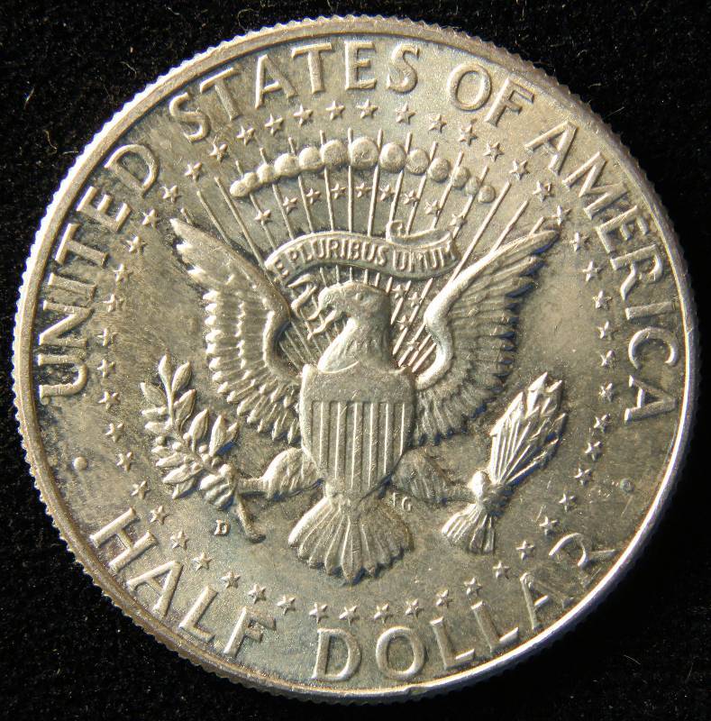 1964-D KENNEDY SILVER HALF DOLLAR UNC.