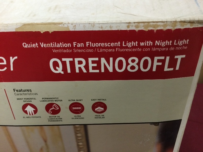 Nutone Exhaust Fan  Light  (NEW EXHAUST FAN) - missing light and cover  see pics for specs