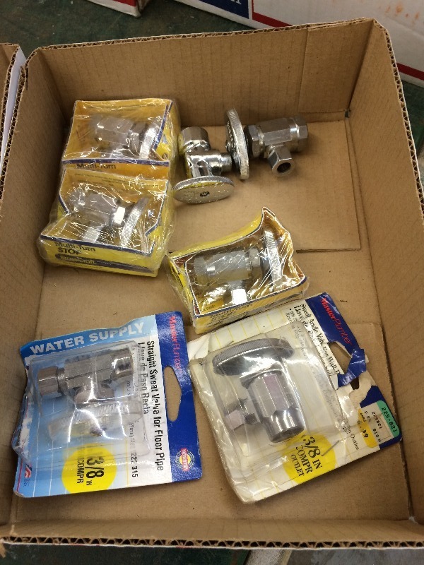 Assorted Pipe Hangers  Strap and Water Shutoff Valves