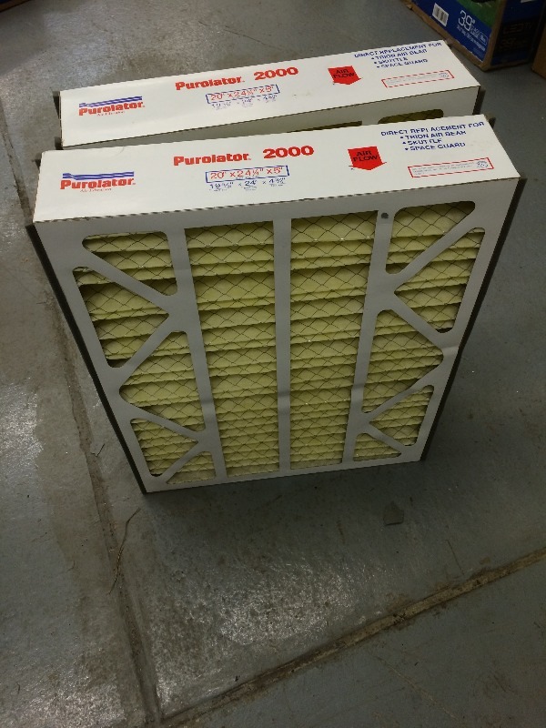Purolator 2000 Pleated Air Filters  24 x 20 x 5  New. never used  Lot of 2