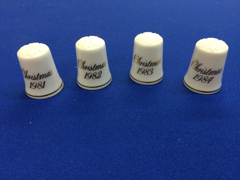 1981 - 1984 Christmas Collectors Thimbles  Lot of 4