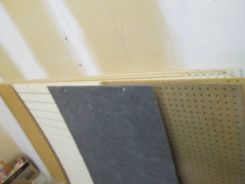 8 4 x 8 foot sheets of peg board, 2...