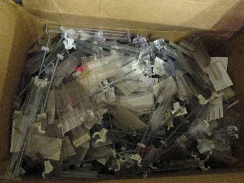 Box of peg hooks with plastic displ...