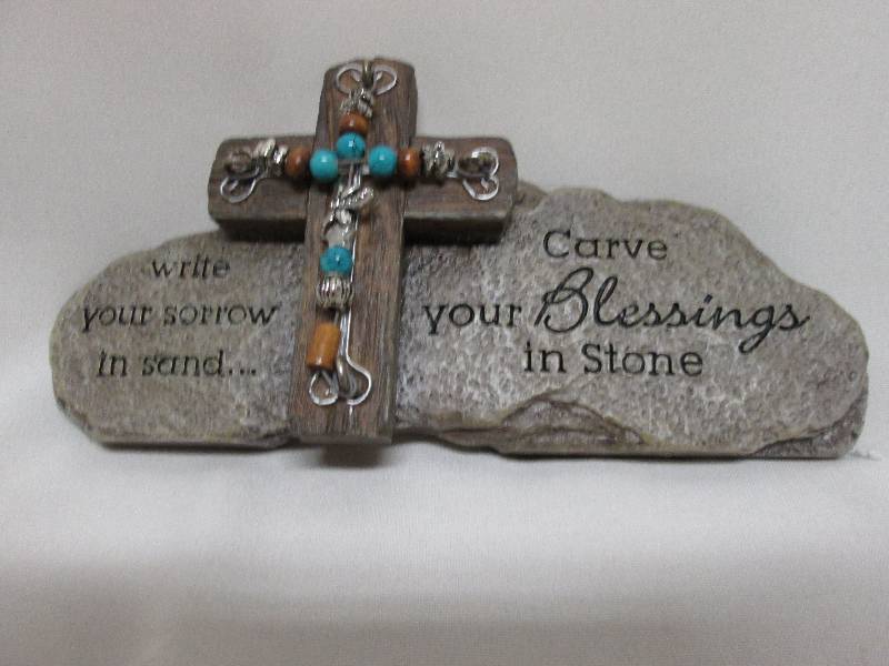 Cross with Inspirations on stone pl...