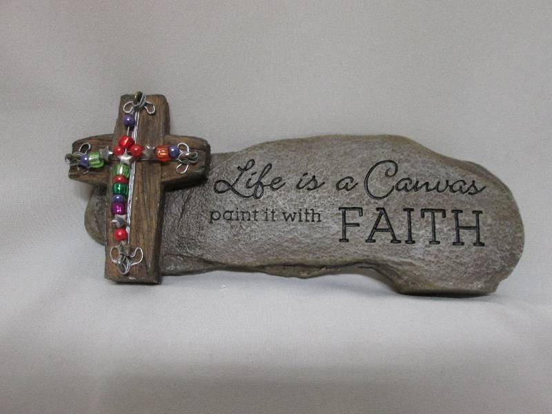 Cross with Inspirations on stone pl...