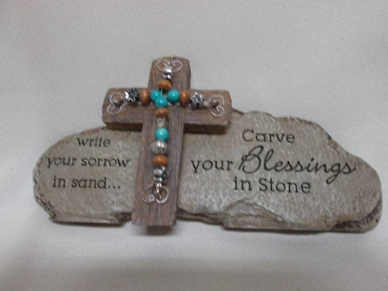 Cross with Inspirations on stone pl...