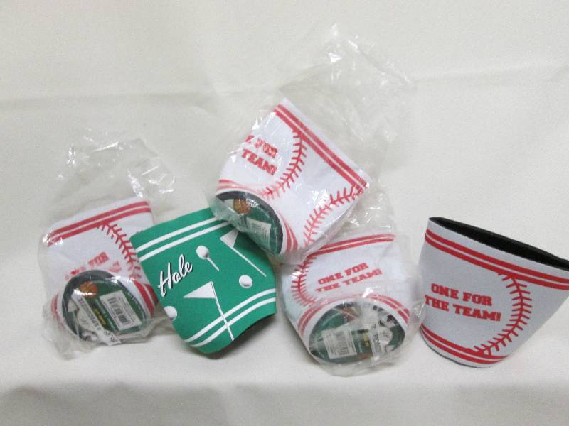 Lot of 5 can coolers , sports theme...