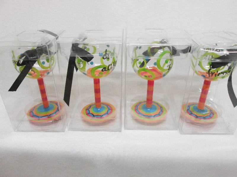 Set of 4 hand painted mini-wine gla...