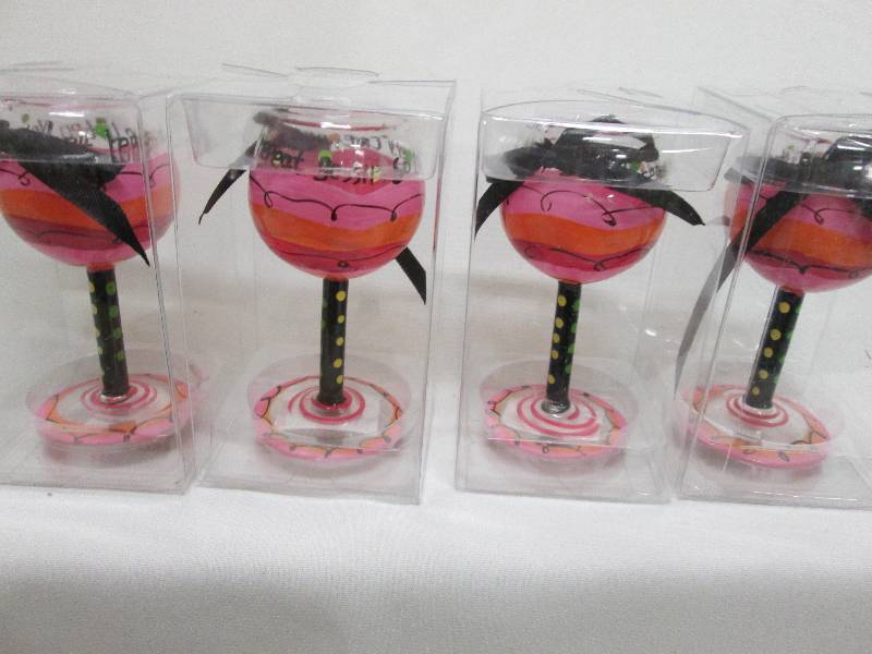 Set of 4 hand painted mini-wine gla...