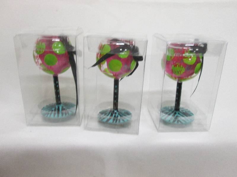 Set of 3 hand painted mini-wine gla...