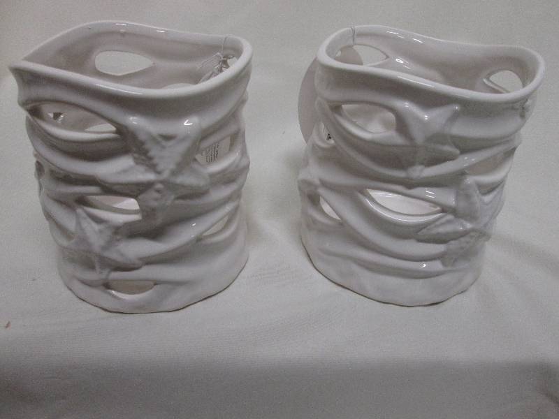 1 pair ceramic cander holders with ...