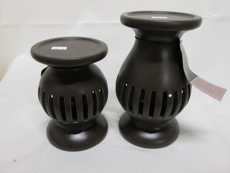 Pair of pillar candle holders, 6 in...