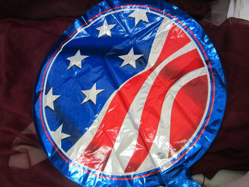 red white blue roun d flag balloons...
