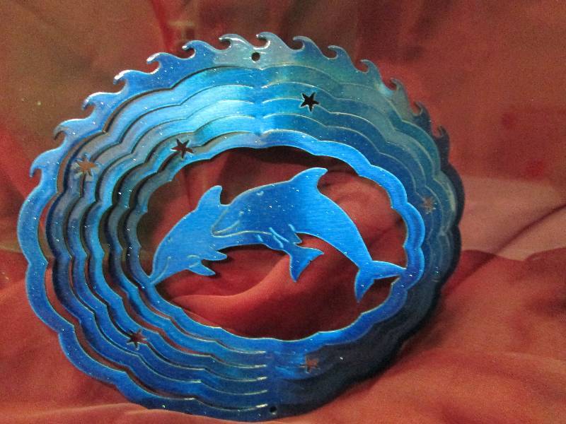 Two Dolphin Wind Spinner Blue color...