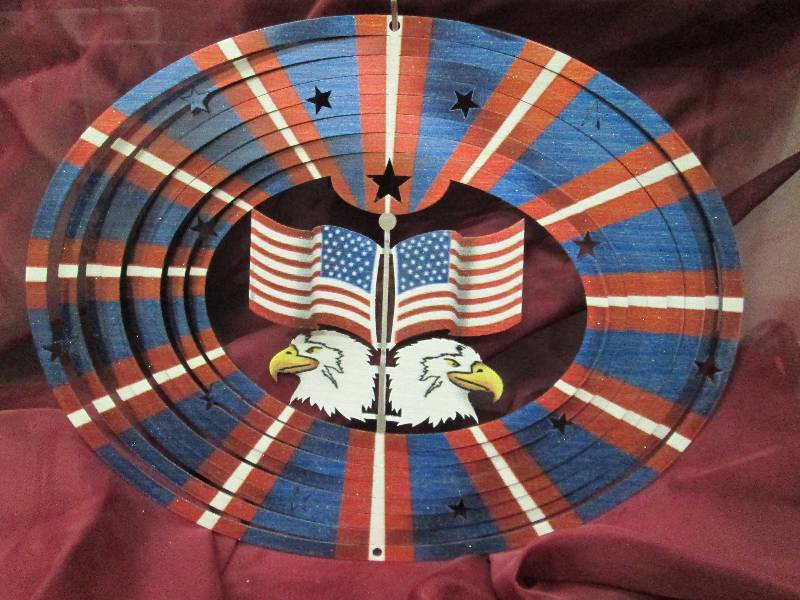 Pair of Eagles Wind Spinner Red Whi...