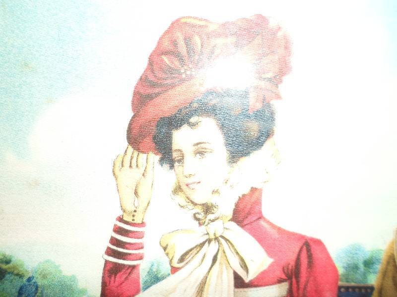 Framed Victorian Women Scene on Fabric