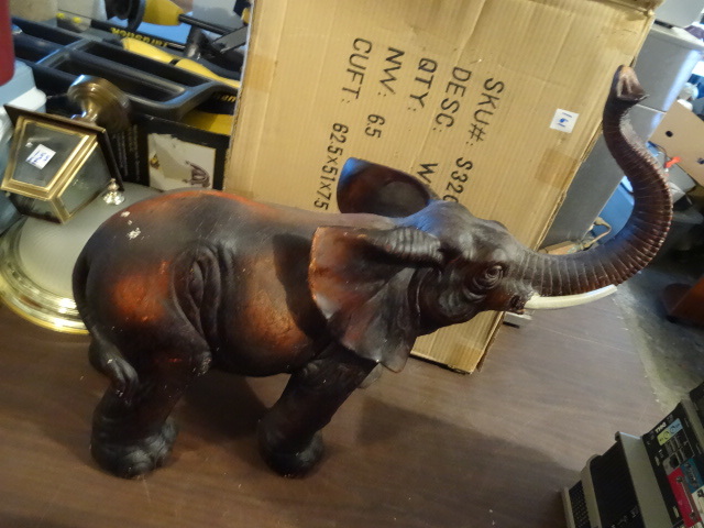 lot 163 image: Elephant decoration missing tusk but a great piece