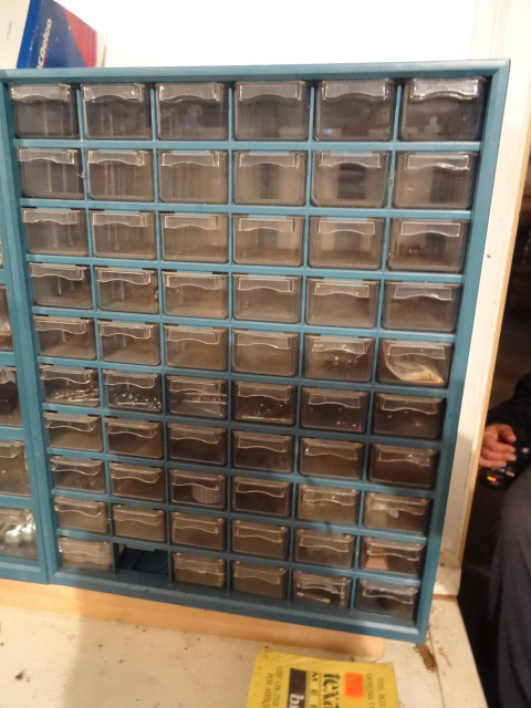 60 Drawer hardware Cabinet with contents