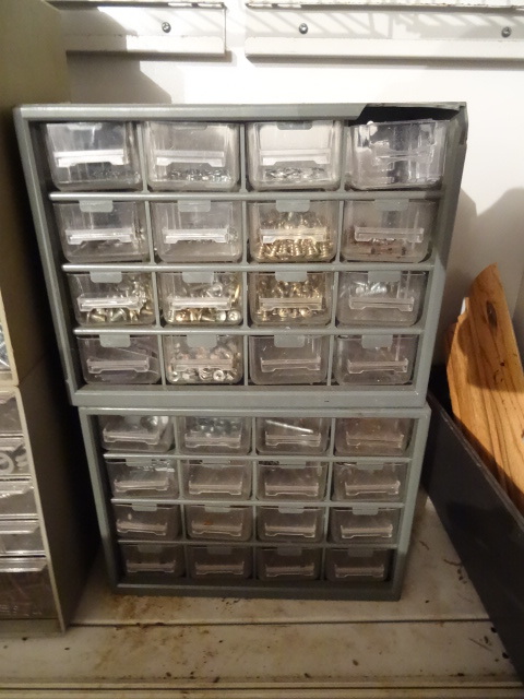 2 hardware cabinet with contents - 16 drawers each