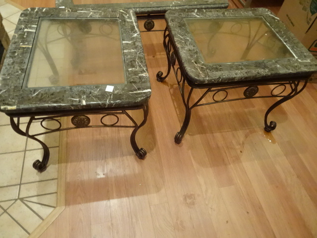 Metal framed End Tables with glass inserts