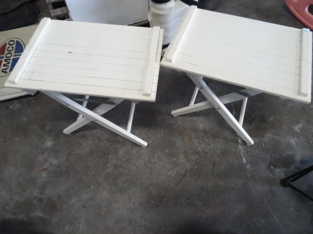 lot 45 image: 2 Wood Fold Up Patio Tables