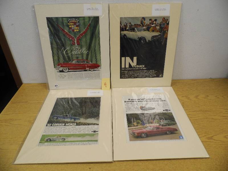4 Original Vintage Magazine Car Ads