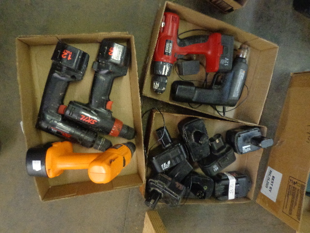 lot 72 image: Cordless Drills & A Variety Of Batteries