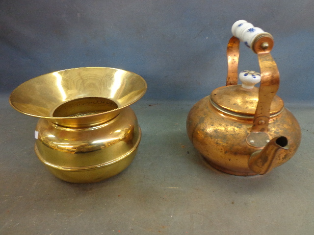 lot 102 image: Golden Spittoon & Copper Tea Pot