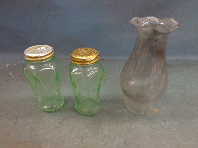 lot 109 image: Glass Chimney & Salt & Pepper Shakers