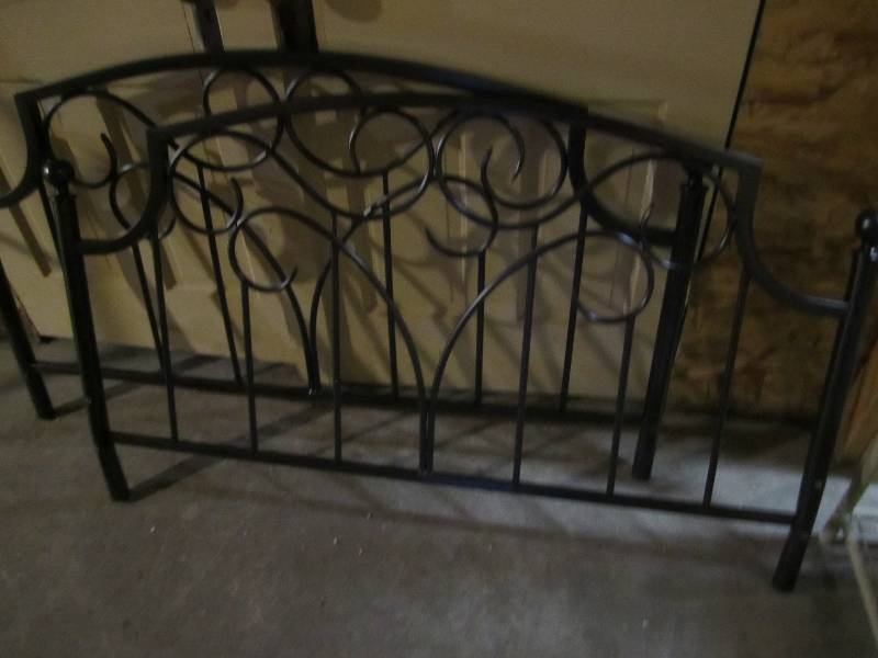 lot 56 image: Metal head and foot board, bottom o...