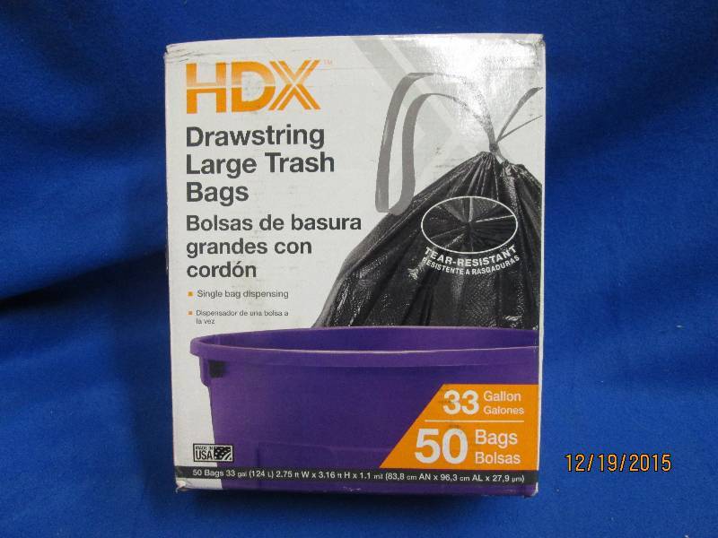 lot 37 image: Box of drawstring trashbags...