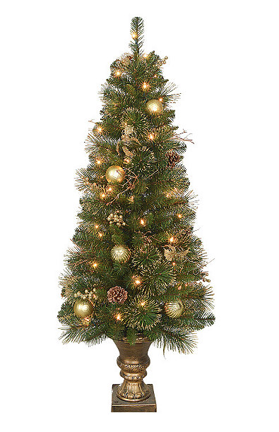 lot 54 image: MLD 4.5ft Prelit Decorated Pot TREE