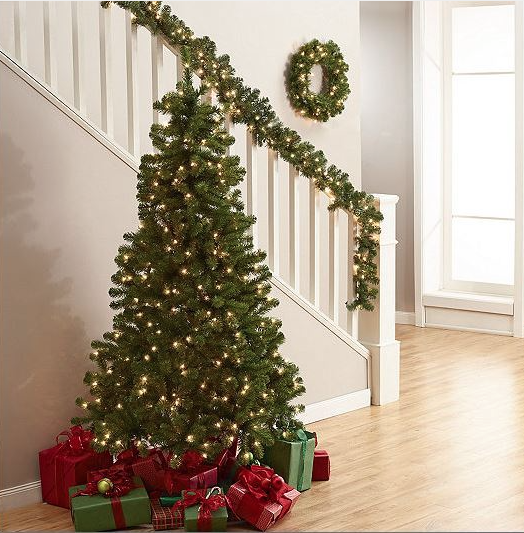 lot 162 image: alcove 3-pc. Prelit TreeWreathGarland Set - Clear