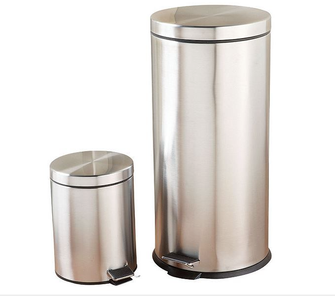 lot 241 image: Round Set of 2 SS Trashcans