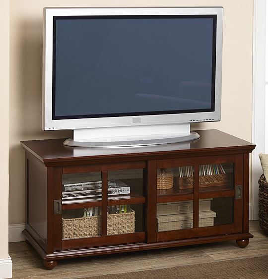 lot 107 image: McLeland Design Sliding-Door TV Stand Walnut Brown